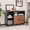Costway Industrial Wine Bar Cabinet Sideboard Buffet with Glass Holder & Adjustable Shelf
